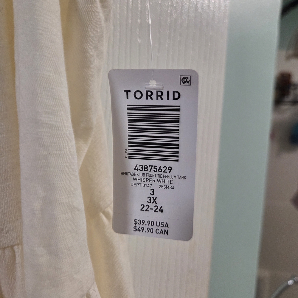 NWT Torrid Front-Tie Peplum Tank- Size 3x - Picture 8 of 8